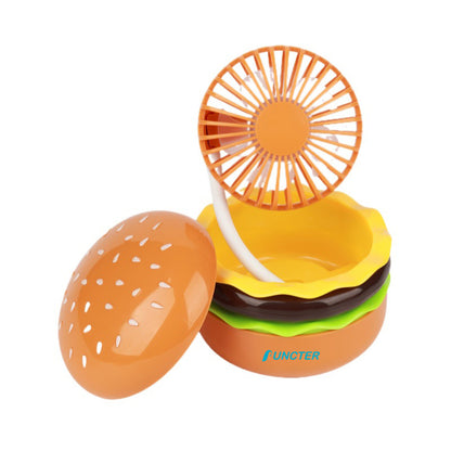 Hamburger Shape Rechargeable Mini Handheld Fan With Mirror