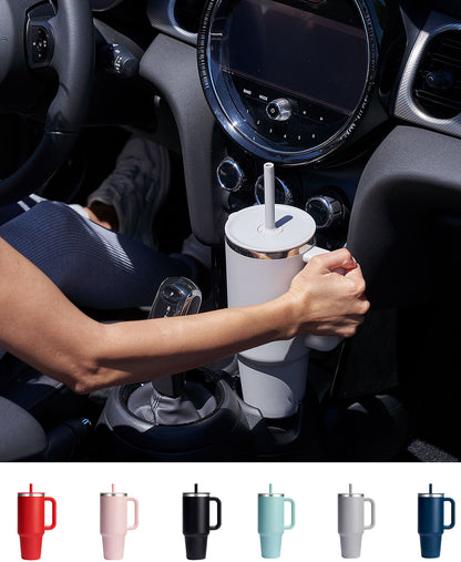 40 OZ Car Tumbler Double-Walled Stainless Steel Cup W/ Straw