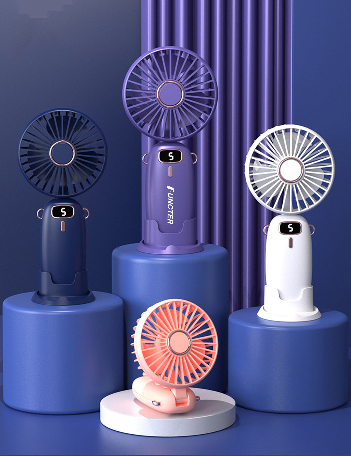 Portable Handheld Fan Small Fan USB Rechargeable Personal Hand W/5 Speed 800mAh Battery