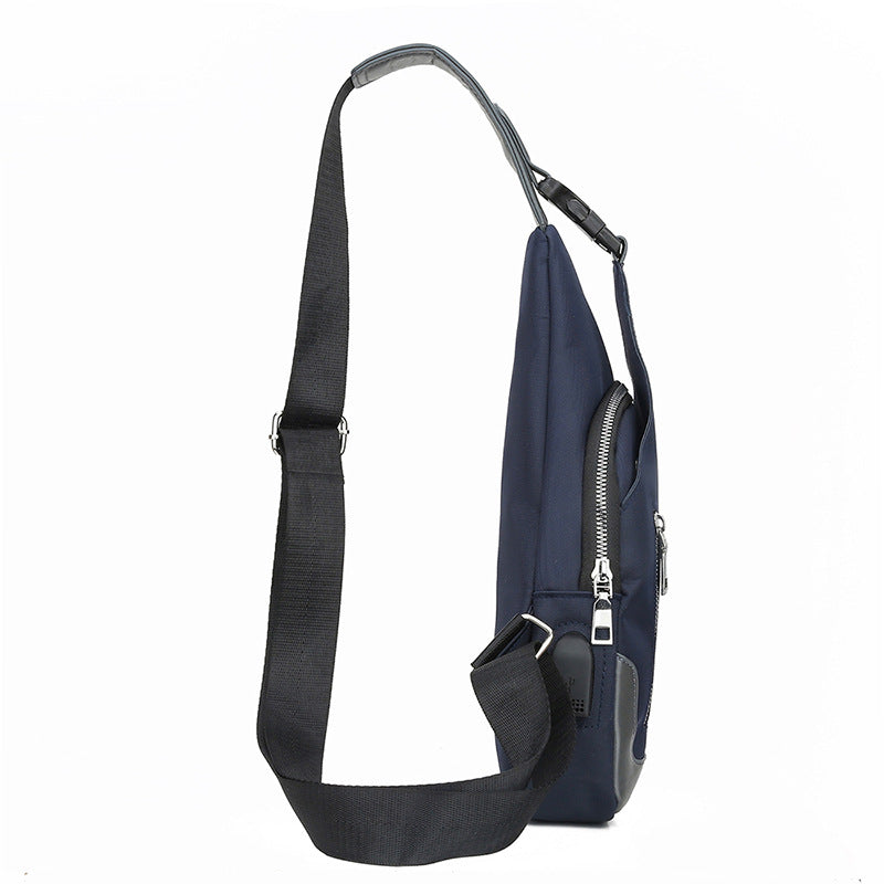 Men's Oxford Sling Bag Chest Shoulder Backpack Crossbody Bag W/USB Charging Port