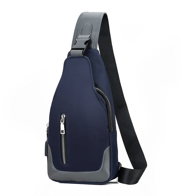 Men's Oxford Sling Bag Chest Shoulder Backpack Crossbody Bag W/USB Charging Port