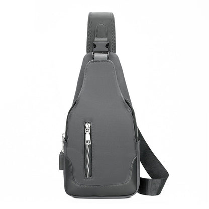 Men's Oxford Sling Bag Chest Shoulder Backpack Crossbody Bag W/USB Charging Port