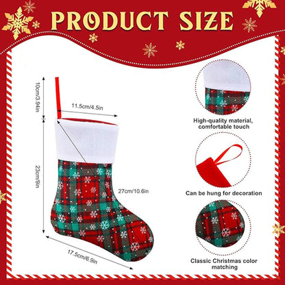9" Christmas Mini Stockings Plaid Snowflake Christmas Stockings Christmas Hanging