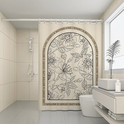 Custom Pattern Waterproof Fabric Soft Hotel Quality Cloth Shower Liner/12 Shower Curtain Hooks