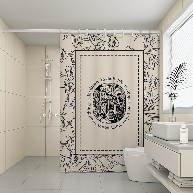 Custom Pattern Waterproof Fabric Soft Hotel Quality Cloth Shower Liner/12 Shower Curtain Hooks