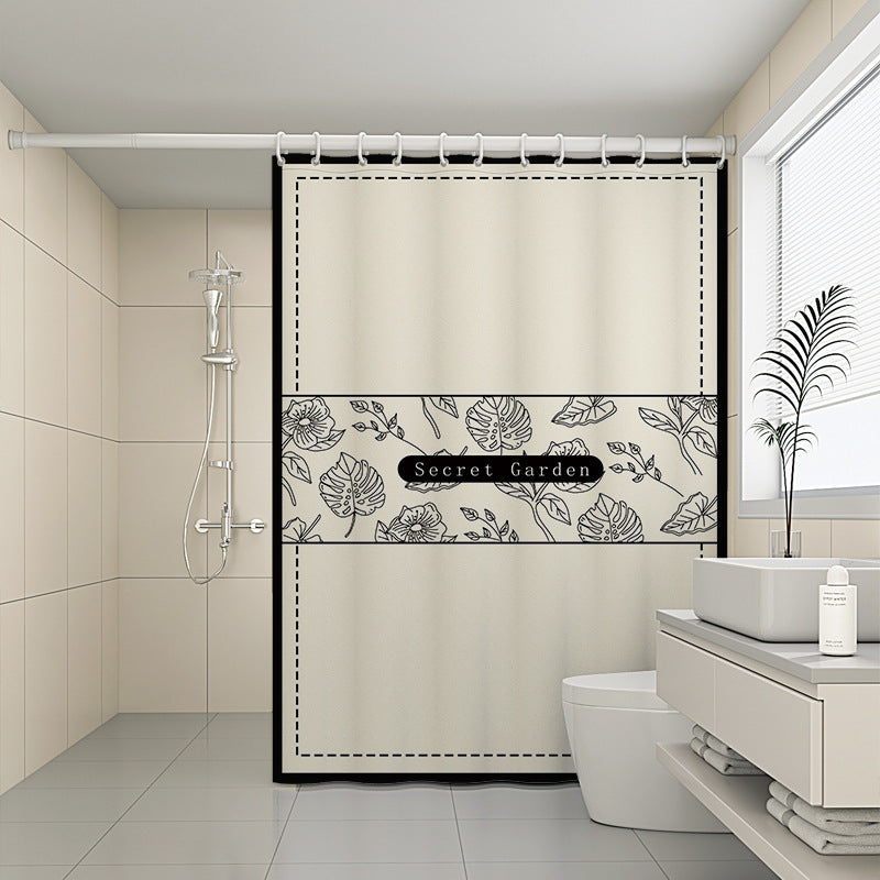 Custom Pattern Waterproof Fabric Soft Hotel Quality Cloth Shower Liner/12 Shower Curtain Hooks