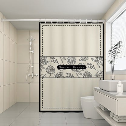 Custom Pattern Waterproof Fabric Soft Hotel Quality Cloth Shower Liner/12 Shower Curtain Hooks