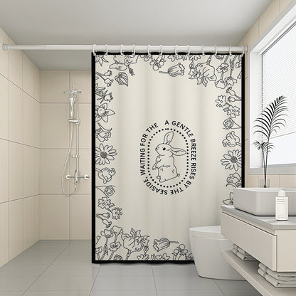 Custom Pattern Waterproof Fabric Soft Hotel Quality Cloth Shower Liner/12 Shower Curtain Hooks