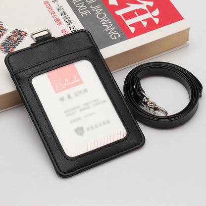 Leather Badge Holder With Wax Lanyard Employee Badge Holder Card Holder