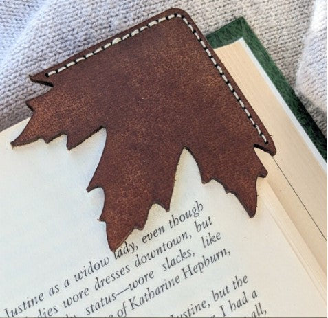 Vintage Maple Leaf Leather Bookmark