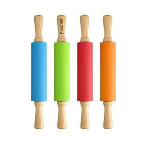1.69 x 11.82" Wooden Handle Silicone Rolling Pin