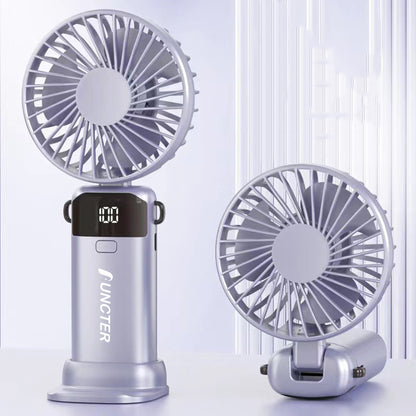USB Handheld Portable Fan With Foldable Neck-hanging Rechargeable Mini Fan