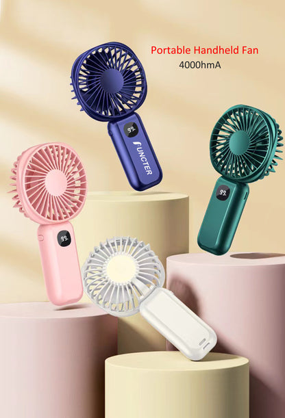 USB Handheld Portable Fan With 4000mAh Battery Personal Fans Rechargeable