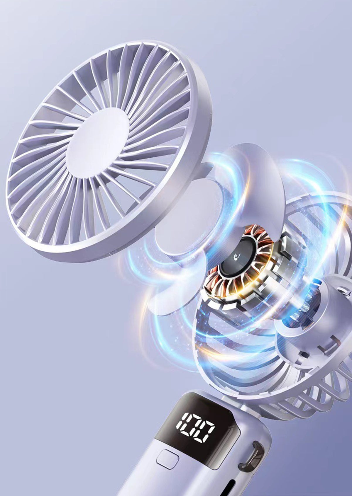 USB Handheld Portable Fan With Foldable Neck-hanging Rechargeable Mini Fan