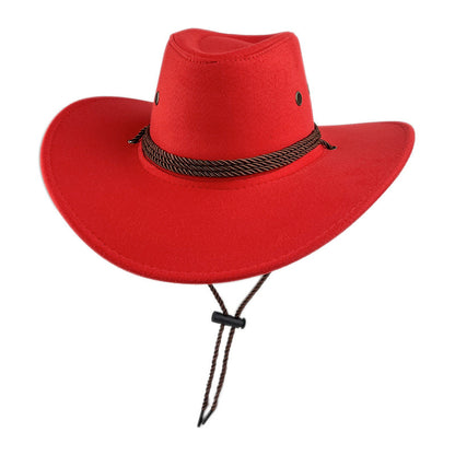 Drawstring Closure Felt Cowboy Hat