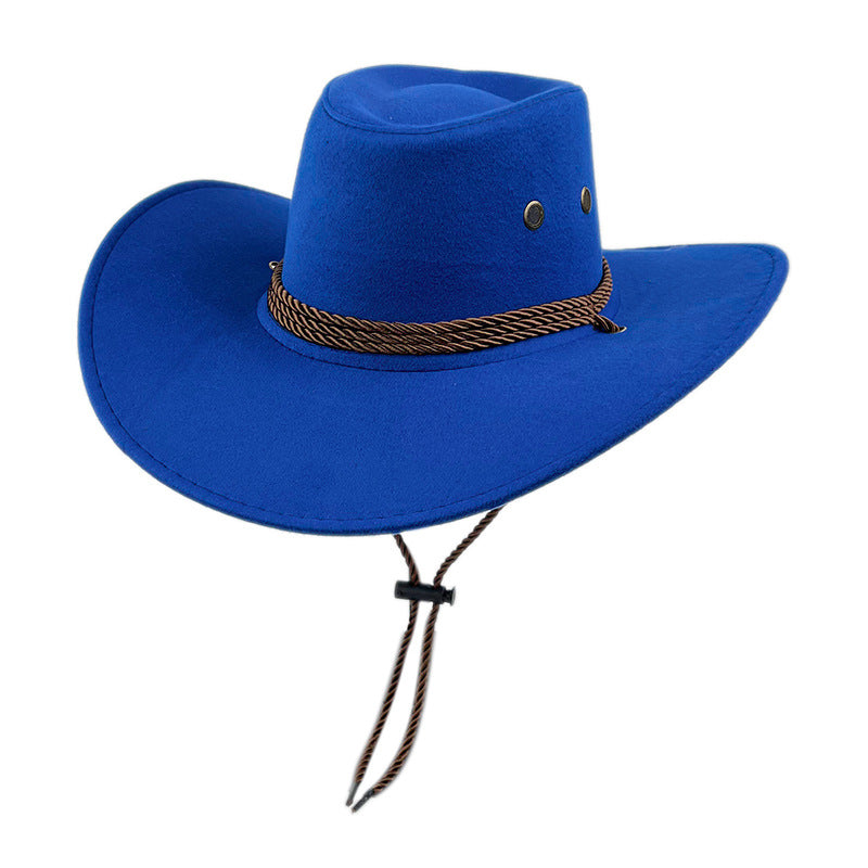 Drawstring Closure Felt Cowboy Hat