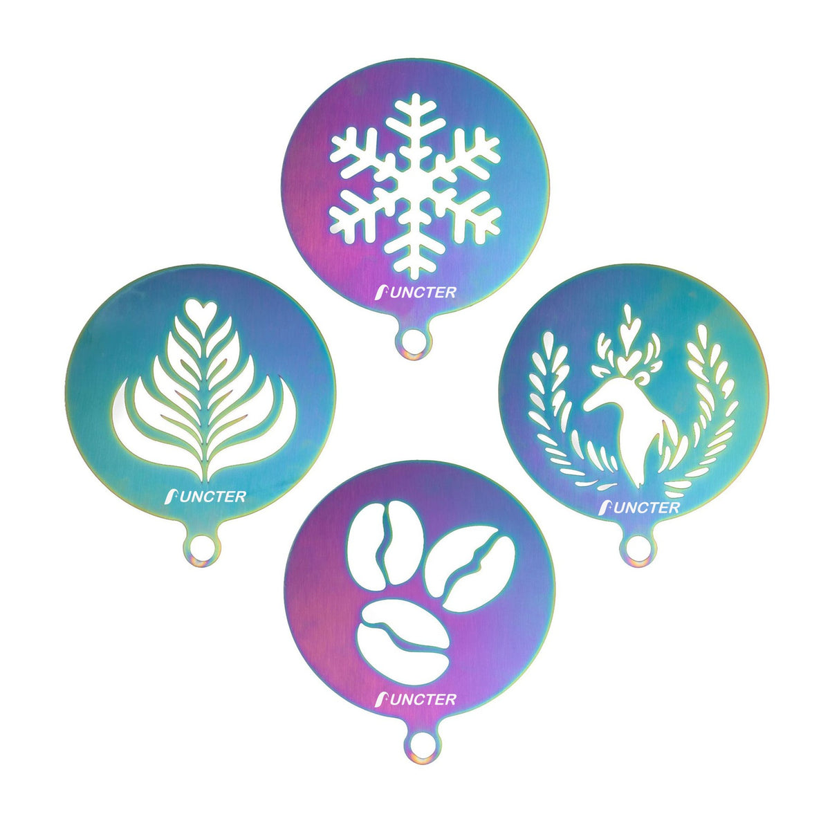 4 PCS Stainless Steel Coffee Stencils Set
