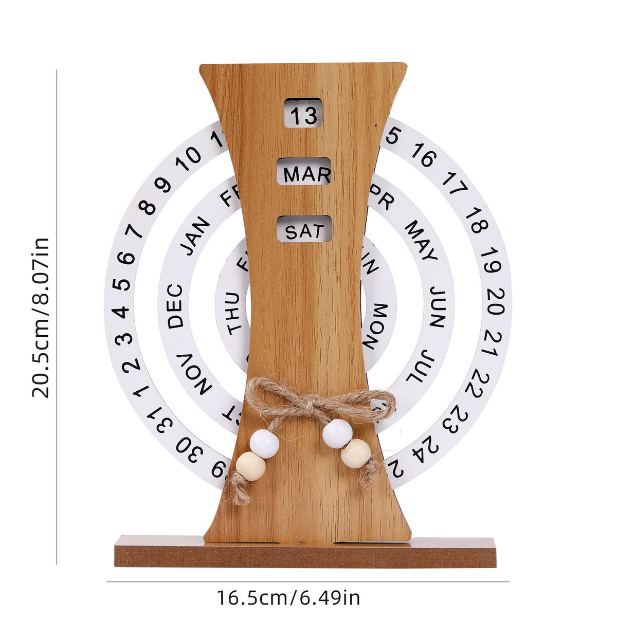Creative Manual Rotating Wooden Disc Perpetual Desk Calendar