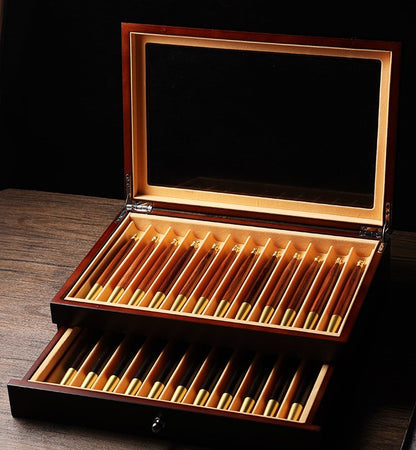 Brass Zodiac Black Sandalwood Ballpoint Pen Business Pen Set 12 Pens