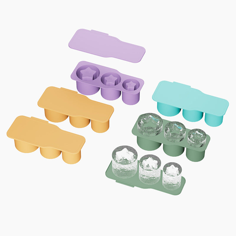 Star Shape Three Sizes Silicone Ice Cube Mold Ice Cube Tray W/ Lid
