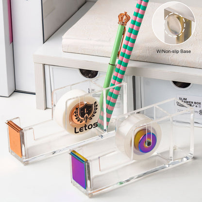 Single Pen Holder With Acrylic Desktop Tape Dispenser