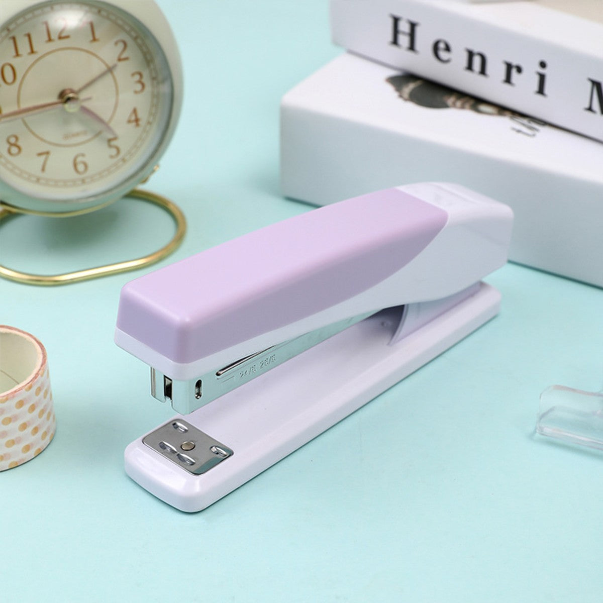 Double Macaron Color Office Using Handheld Stapler