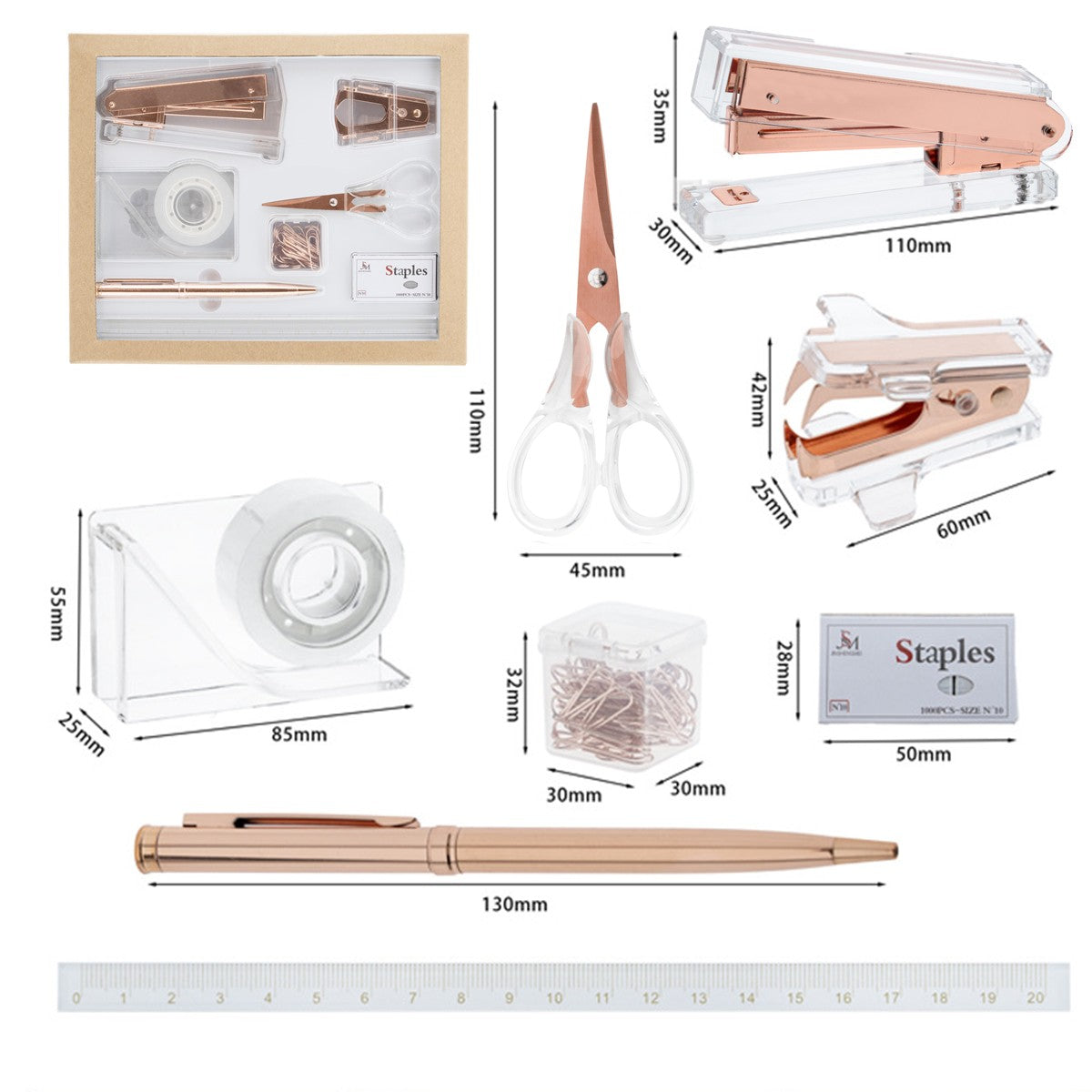 Transparent Acrylic Stapler Stationery 8 PCS Set #2