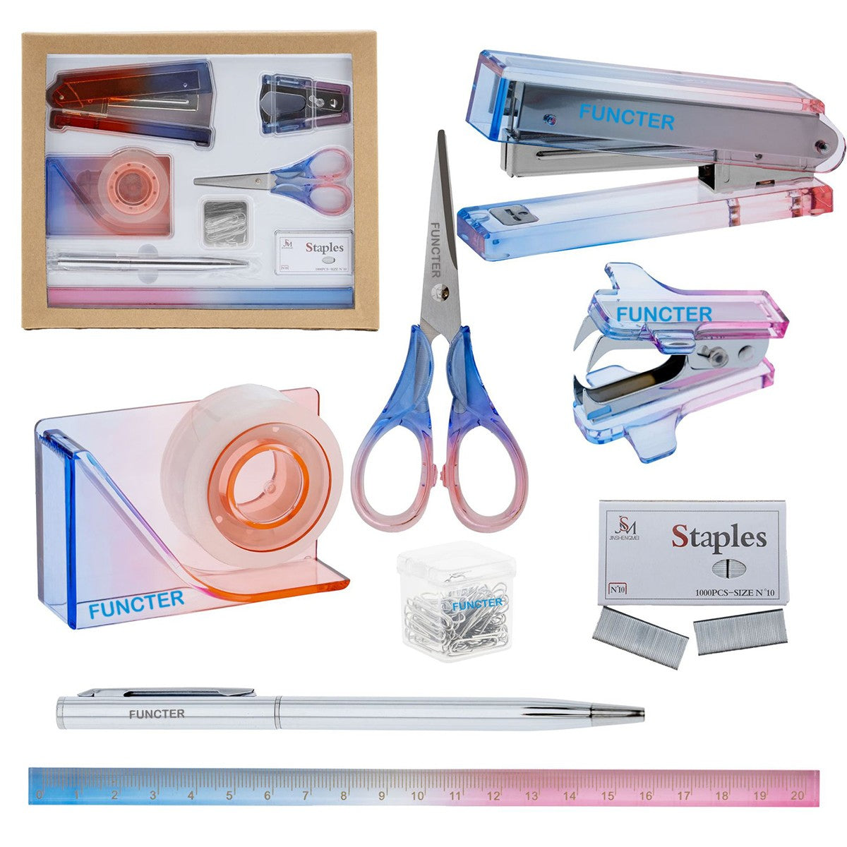 Two Color Acrylic Stapler Stationery 8 PCS Set #3