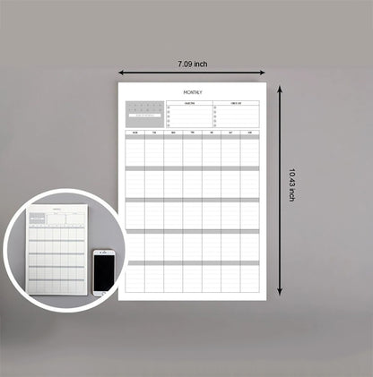 Monthly Planner Size Display