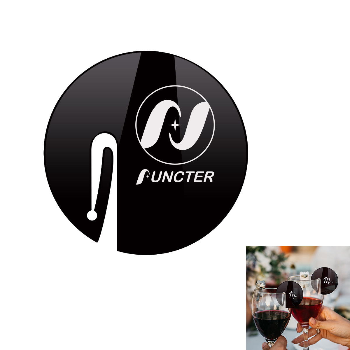 Round Acrylic Drink Marker Wine Glass Recognizer Name Marker