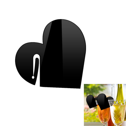 Heart Shape Acrylic Drink Marker Wine Glass Recognizer Name Marker