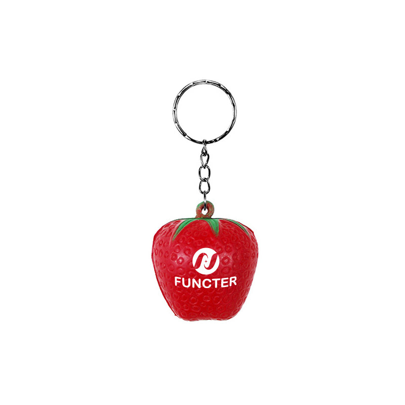 PU Simulated Large Strawberry Stress Reliever Ball Keychain