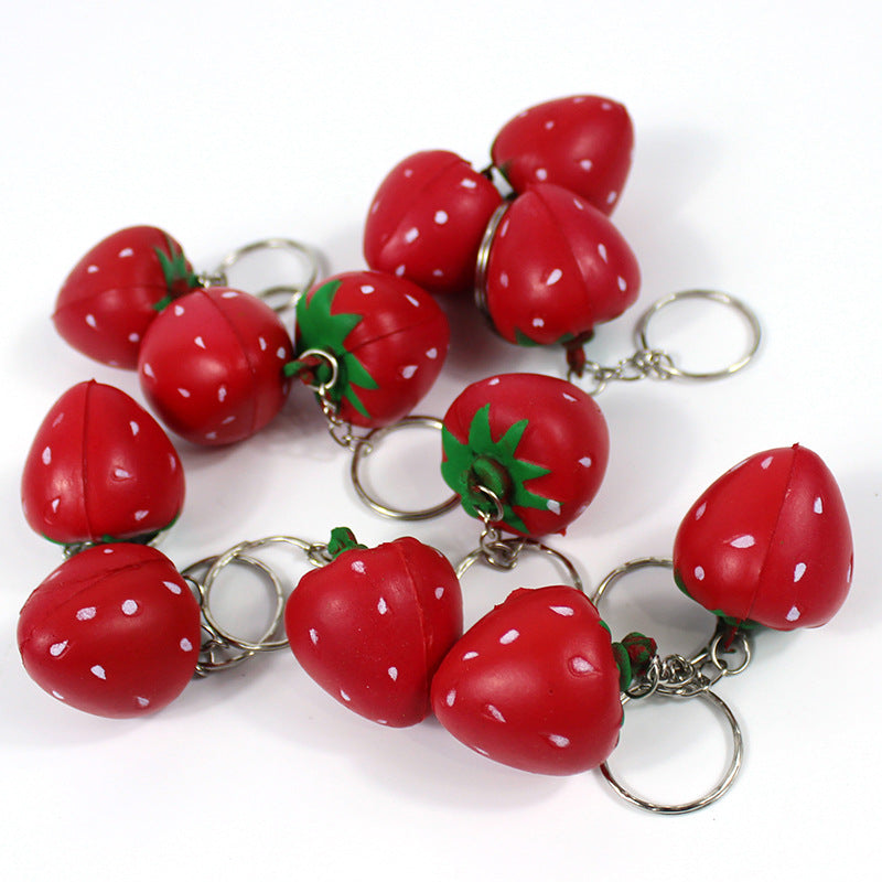 PU Simulated Small Strawberry Stress Reliever Ball Keychain