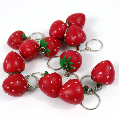 PU Simulated Small Strawberry Stress Reliever Ball Keychain