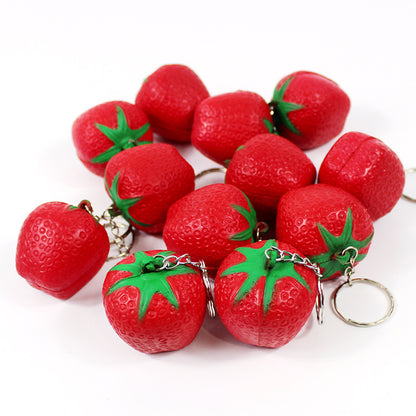 PU Simulated Large Strawberry Stress Reliever Ball Keychain
