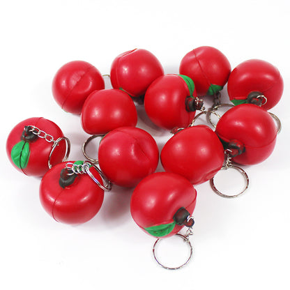 PU Simulated Apple Stress Reliever Ball Keychain