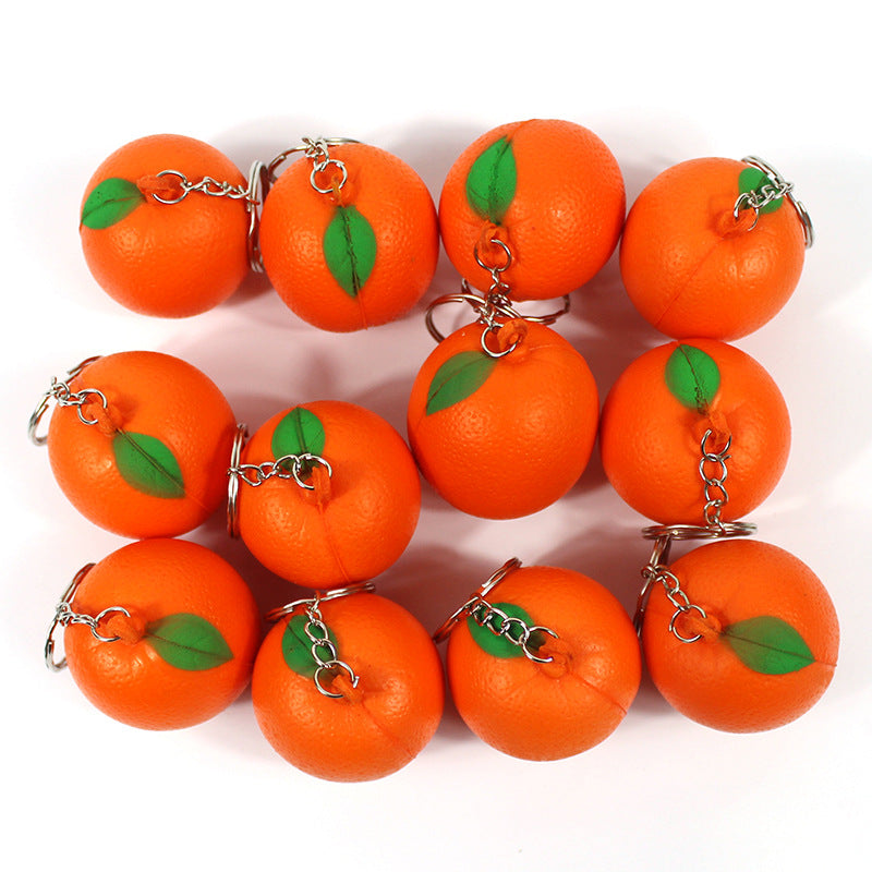PU Simulated Orange Stress Reliever Ball Keychain