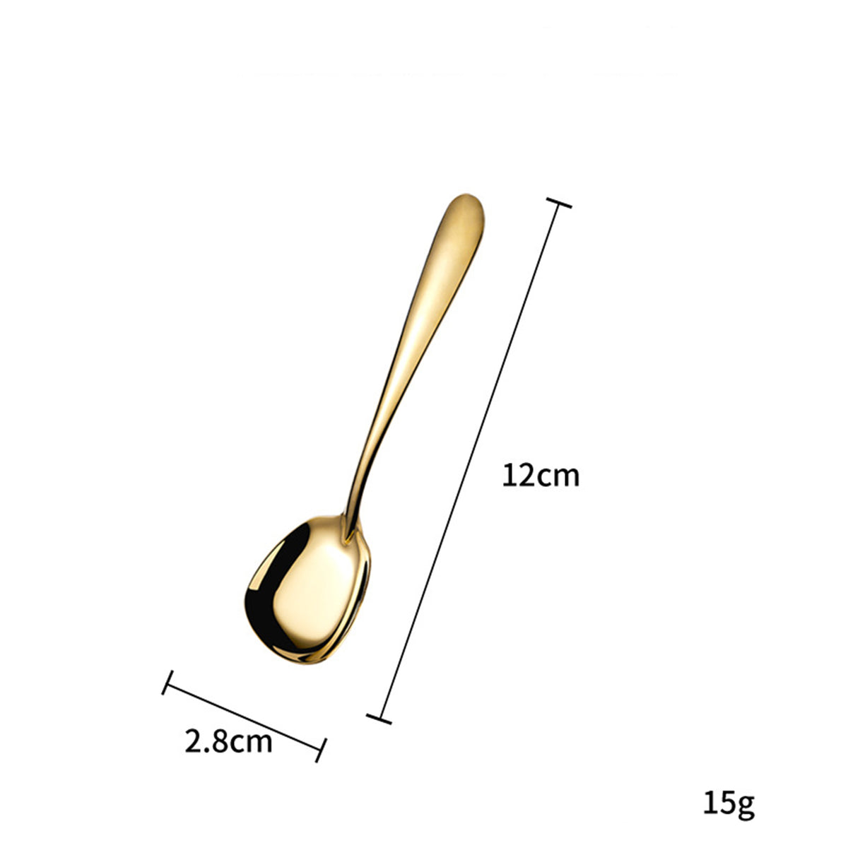 4.73" Gold Surface 304 Stainless Steel Small Size Square Bottom Soup Spoon W/ Inclined Handle