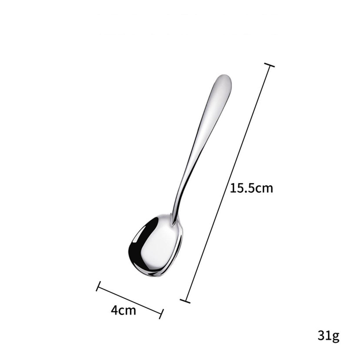 6.1" Silver Surface 304 Stainless Steel Small Size Square Bottom Soup Spoon W/ Inclined Handle