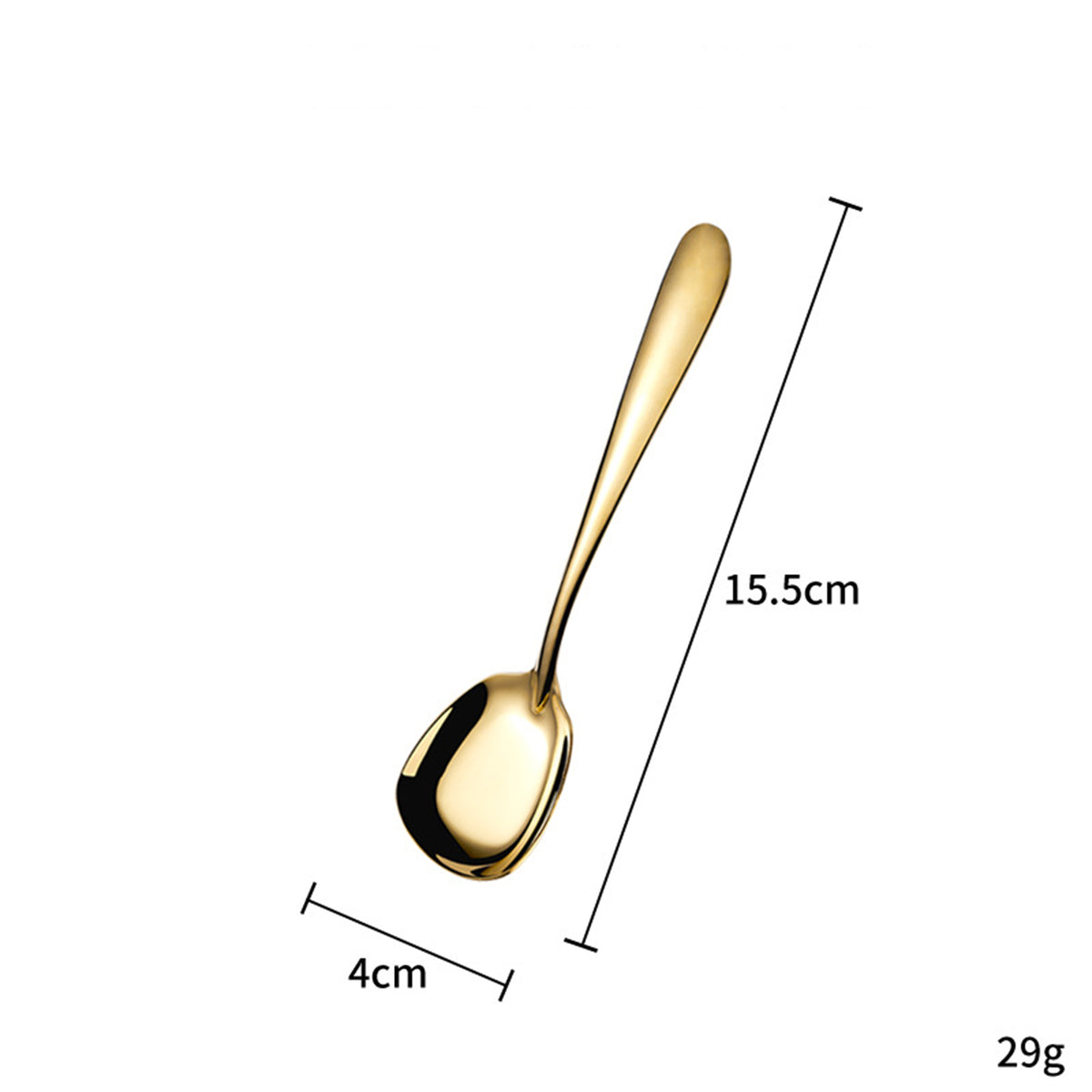 6.10" Gold Surface 304 Stainless Steel Small Size Square Bottom Soup Spoon W/ Inclined Handle