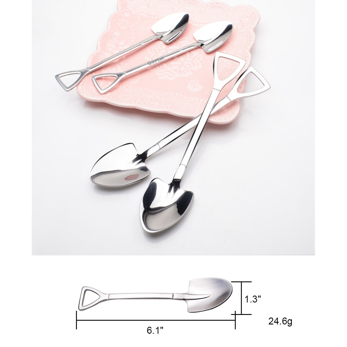 6" Matt Surface #304 Stainless Steel Ice Cream Round Shovel Spoon