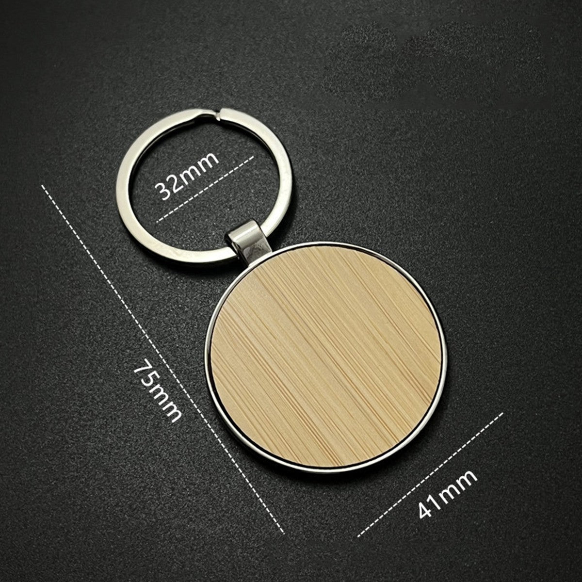 Bamboo Surface Round Keychain