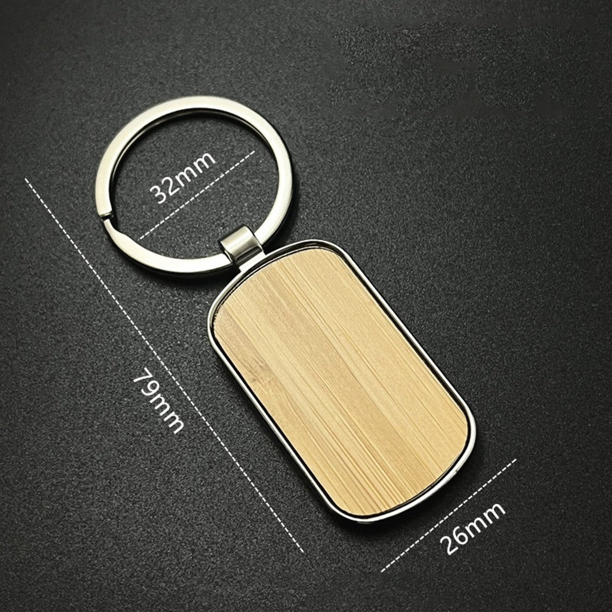 Bamboo Surface Soccer Field Shape Keychain