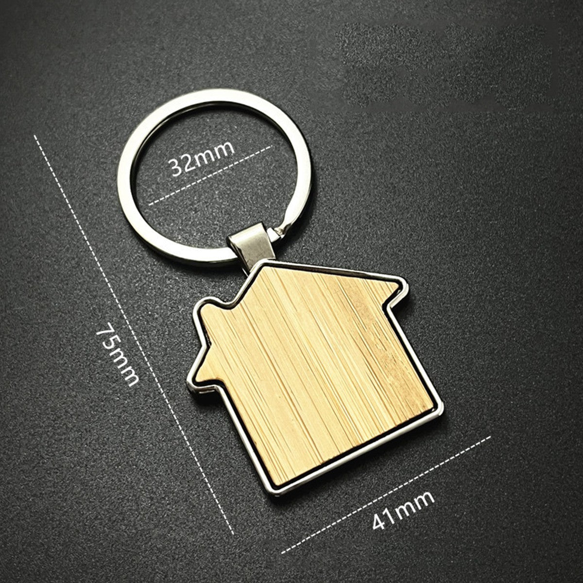 Bamboo Surface House Shape Keychain