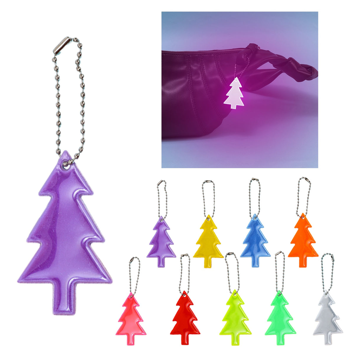 Christmas Tree Shape Reflective Key Tag