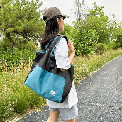 Polyester Grocery Foldable Shoulder Bag Travel Shopping Tote Bag 27L