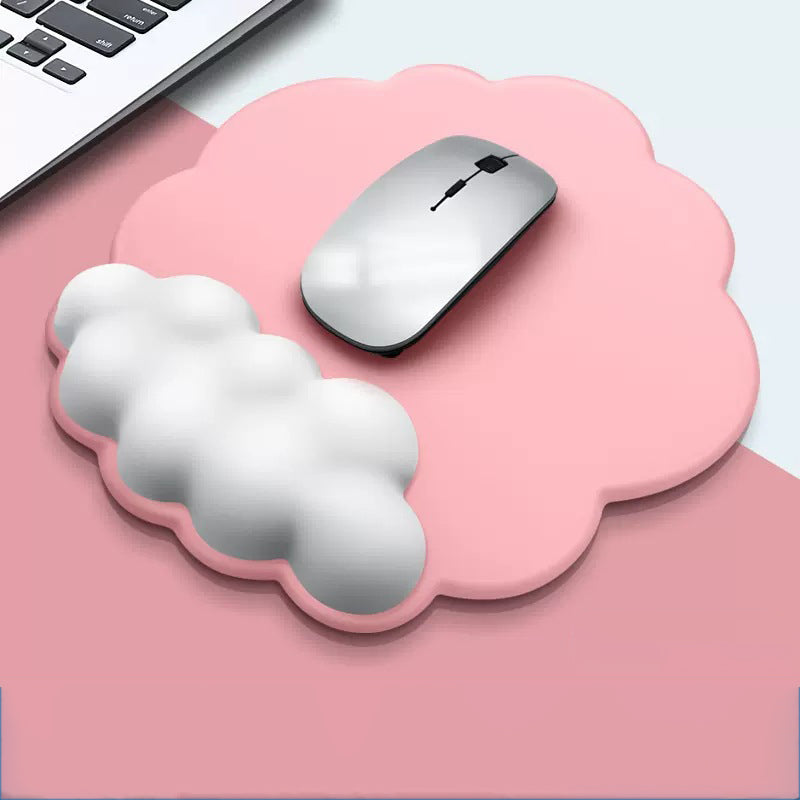 Full Custom Non Slip PU Base Cloud Shaped Mouse Pad With Silicone Infill Wrist Rest