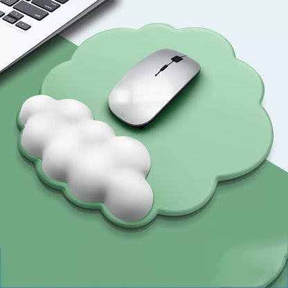 Full Custom Non Slip PU Base Cloud Shaped Mouse Pad With Silicone Infill Wrist Rest