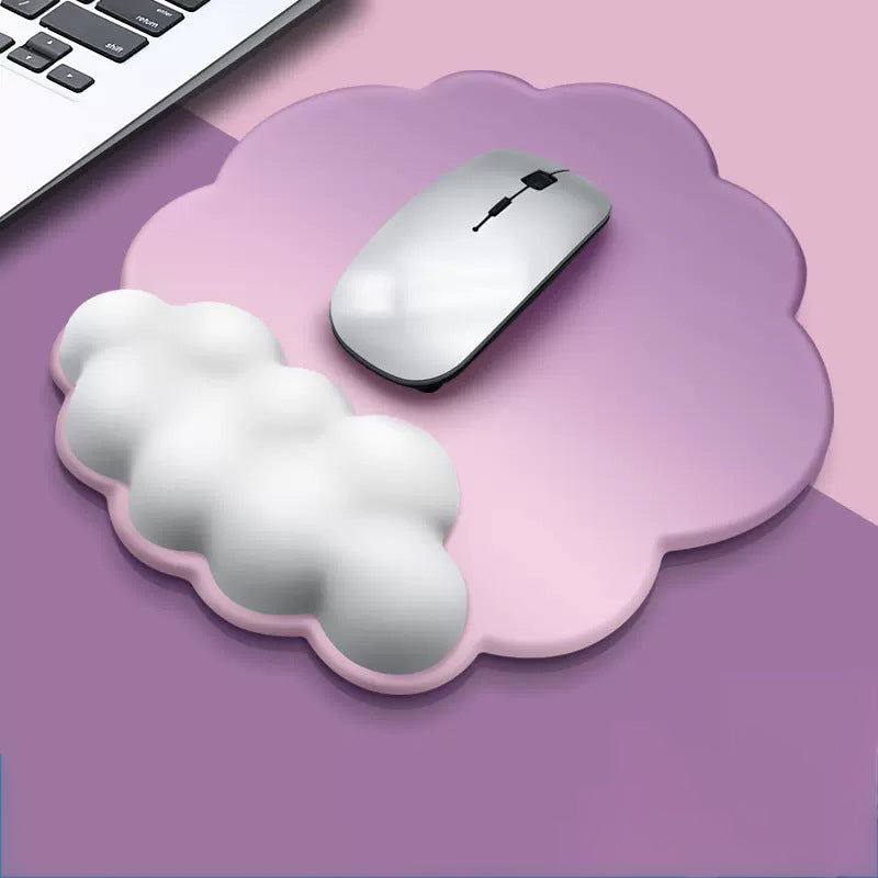Full Custom Non Slip PU Base Cloud Shaped Mouse Pad With Silicone Infill Wrist Rest