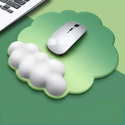 Full Custom Non Slip PU Base Cloud Shaped Mouse Pad With Silicone Infill Wrist Rest